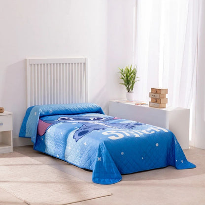 Colcha de cama verão Stitch azul
