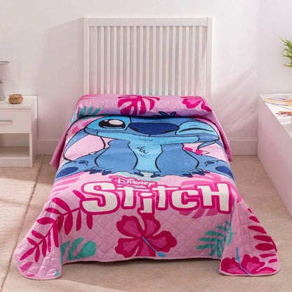 Colcha de cama verão Stitch rosa