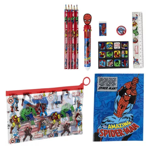 Conjunto Escolar Spiderman com estojo transparente