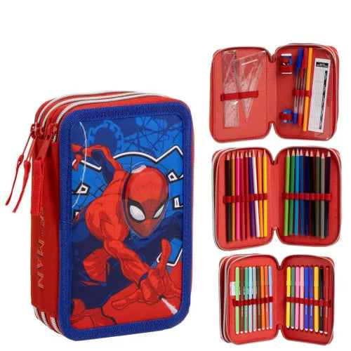 Conjunto Escolar Spiderman Web com estojo triplo