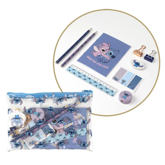 Conjunto Escolar Stitch com estojo transparente - BONECADA