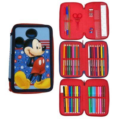 Conjunto Escolar Mickey Dots com estojo triplo