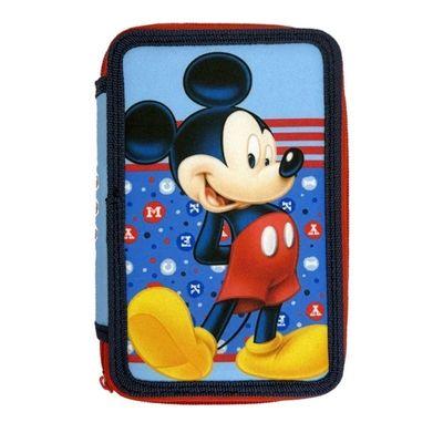 Conjunto Escolar Mickey Dots com estojo triplo
