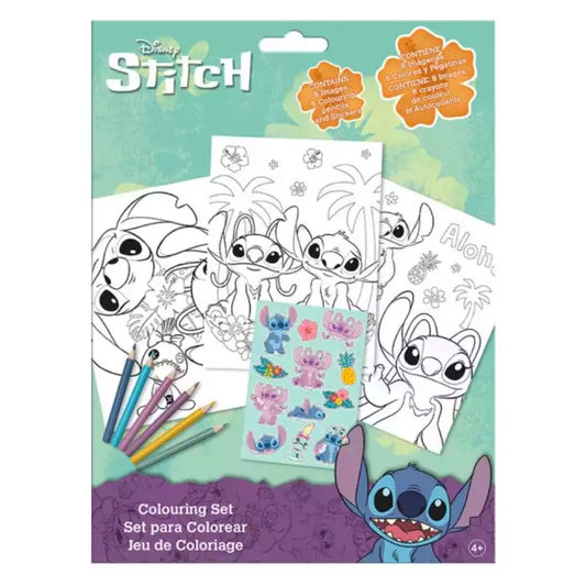 Conjunto colorir Stitch com lápis e autocolantes - BONECADA
