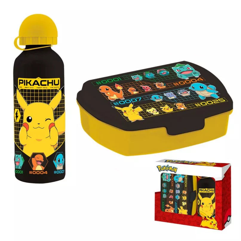 Conjunto garrafa alumínio e sanduicheira Pokemon Dark