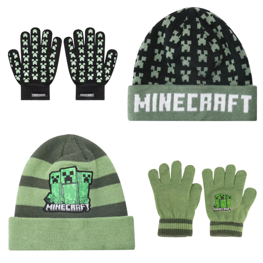 Conjunto gorro e luvas Minecraft Creeper