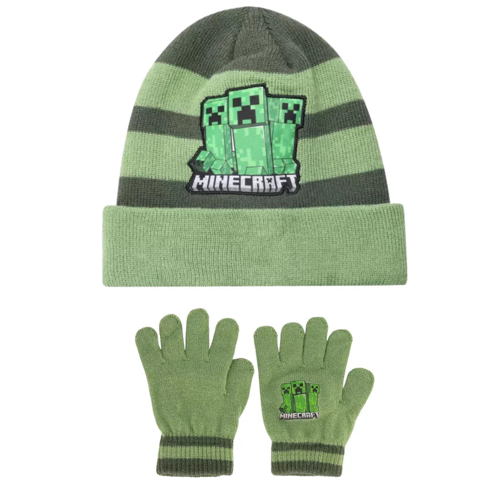 Conjunto gorro e luvas Minecraft Creeper