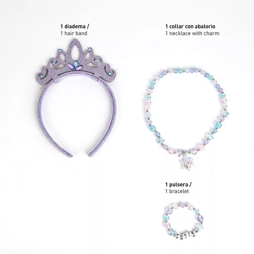 Conjunto bandolete, colar e pulseira Frozen