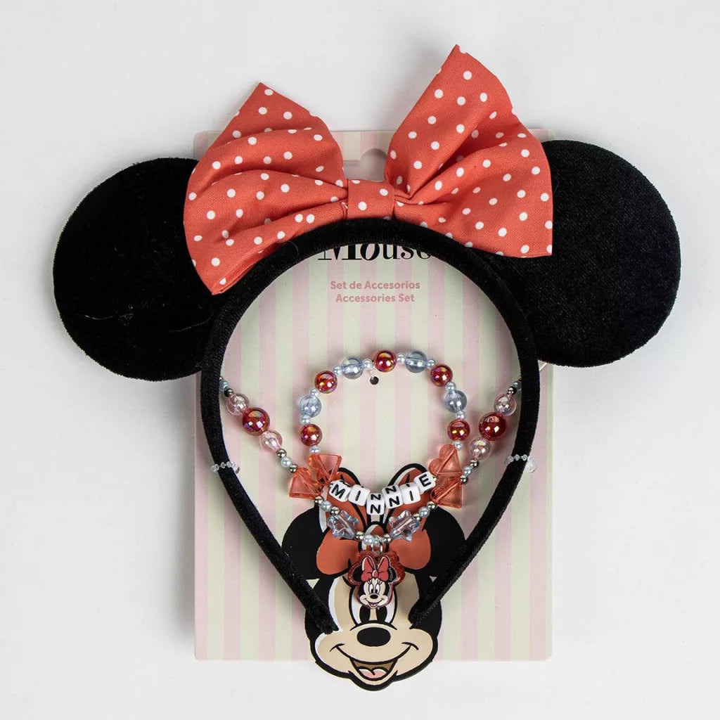 Conjunto bandolete, colar e pulseira Minnie