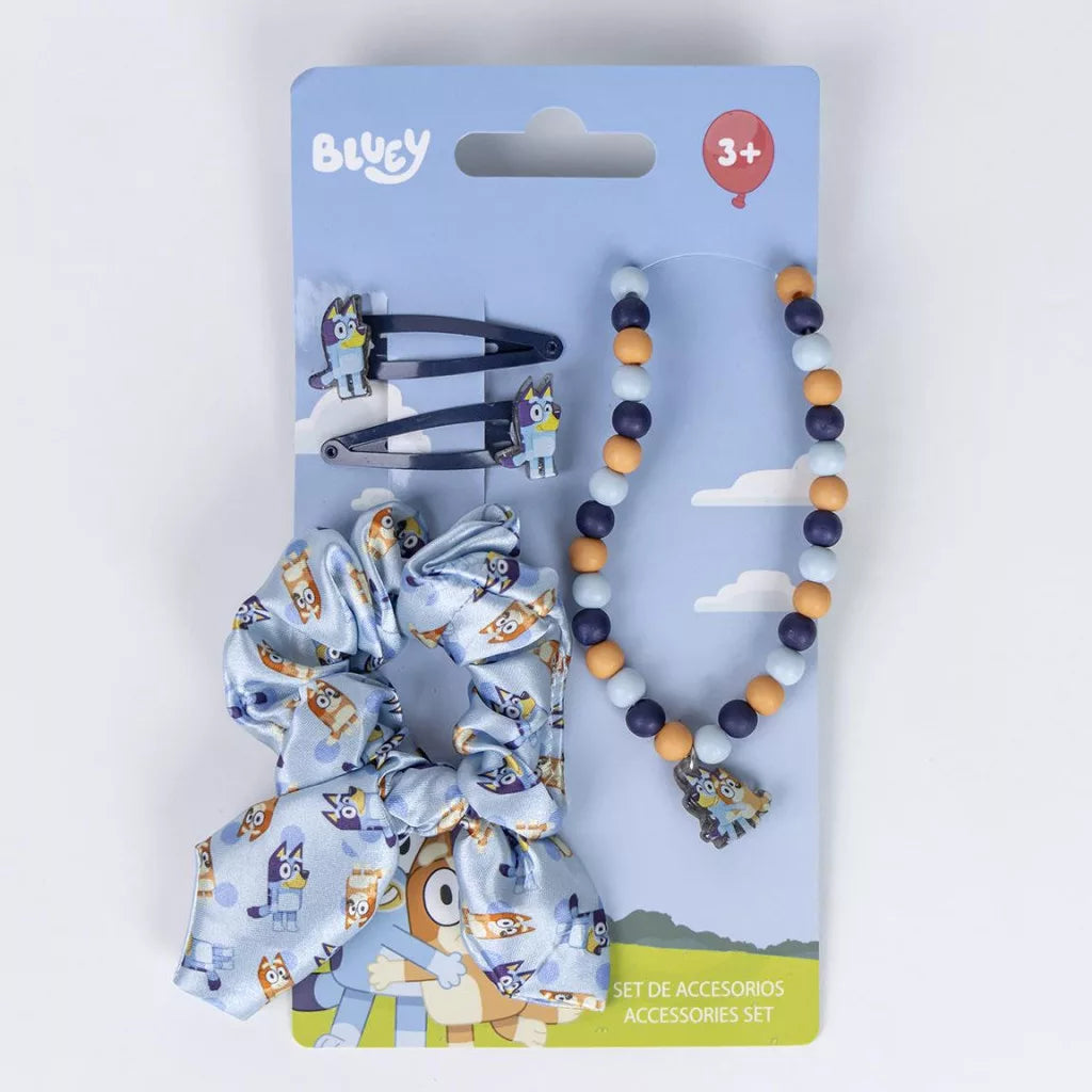 Conjunto colar e acessórios de cabelo Bluey