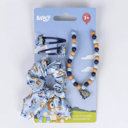 Conjunto colar e acessórios de cabelo Bluey