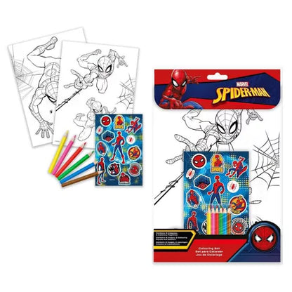 Conjunto colorir com lápis e autocolantes Spiderman