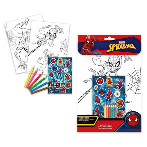 Conjunto colorir com lápis e autocolantes Spiderman