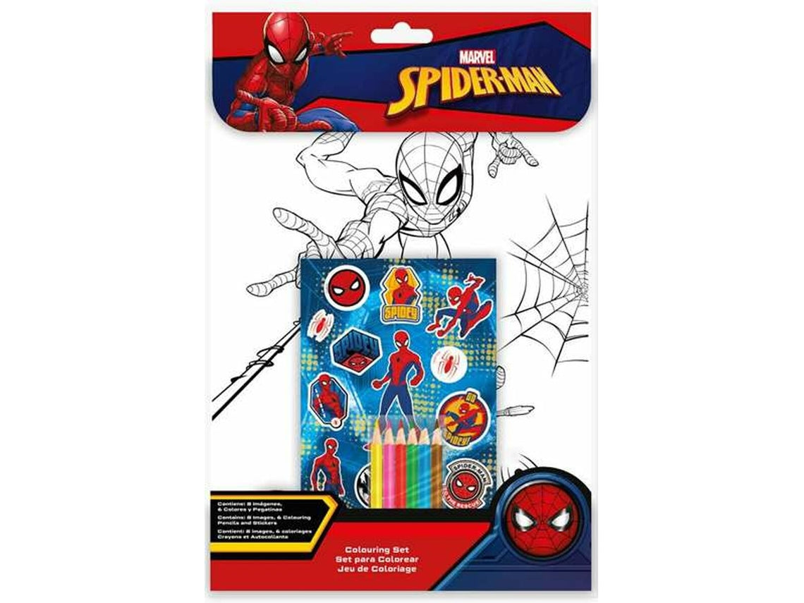 Conjunto colorir com lápis e autocolantes Spiderman