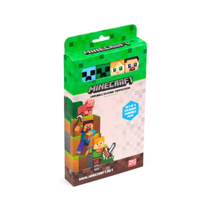 Conjunto de 4 canetas apagáveis com topo de silicone Minecraft Chibi