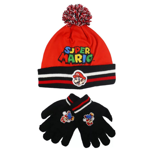 Conjunto de gorro e luvas Super Mario