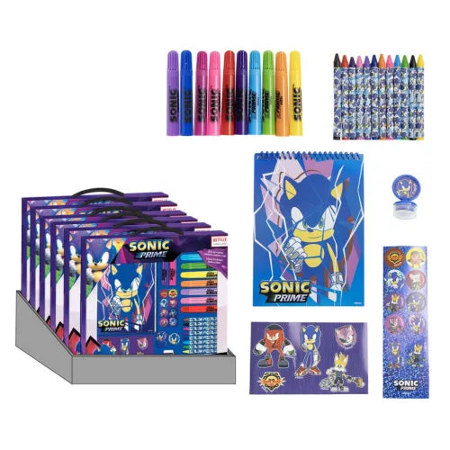Conjunto desenho com caderno Sonic - BONECADA