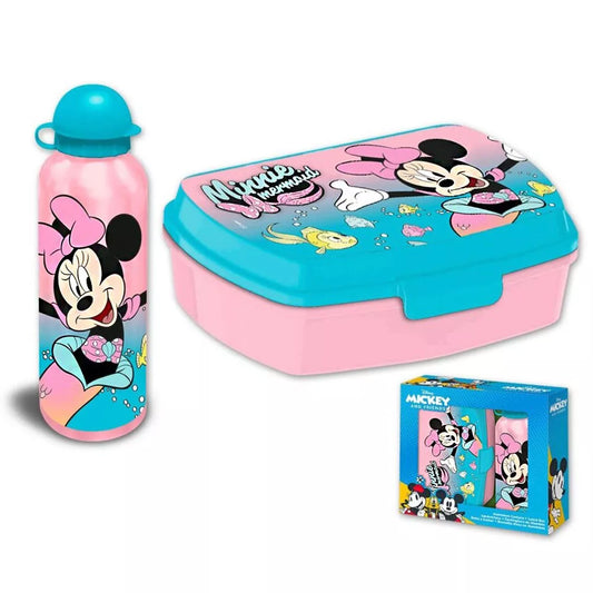 Conjunto garrafa alumínio e sanduicheira Minnie Mermaid