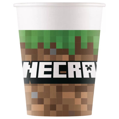 Copos de papel Minecraft Green (8 unidades)