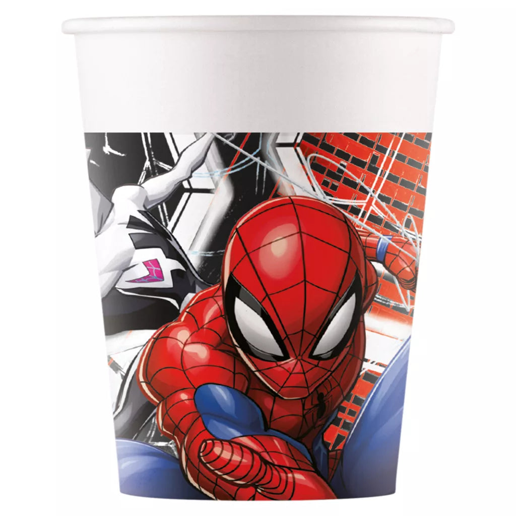 Copos de papel Spiderman World of Webs (8 unidades)