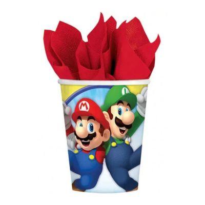 Copos de papel festa Super Mario (8 unidades)