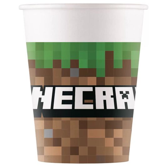 Copos de papel Minecraft Green (8 unidades)
