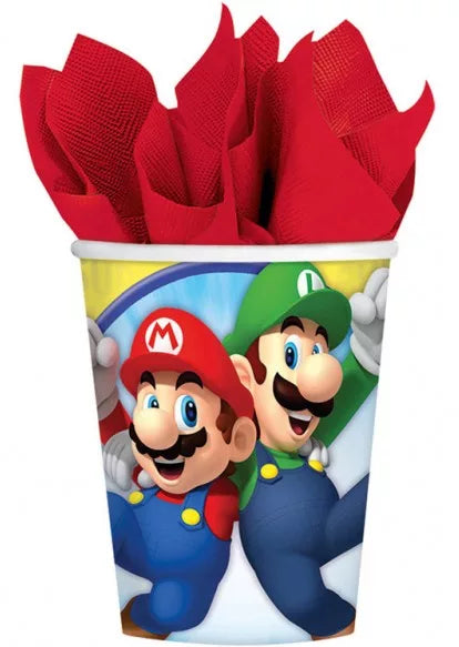 Copos de papel festa Super Mario (8 unidades)