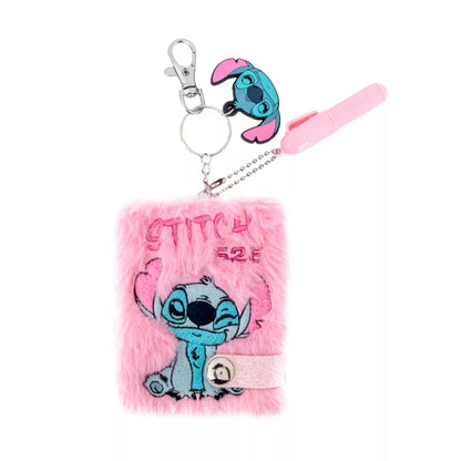 Mini diário Stitch com caneta e porta chaves