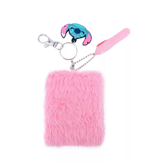 Mini diário Stitch com caneta e porta chaves