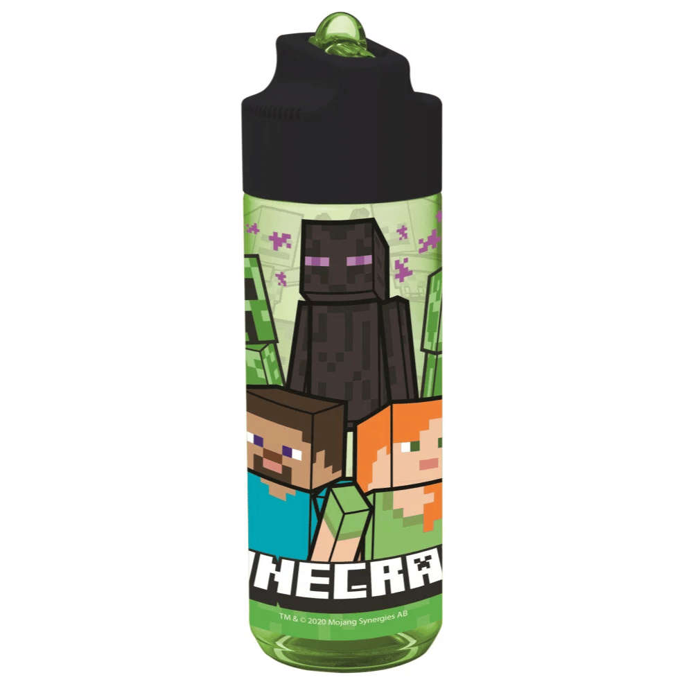 Garrafa plástico Minecraft com palhinha 540 ml