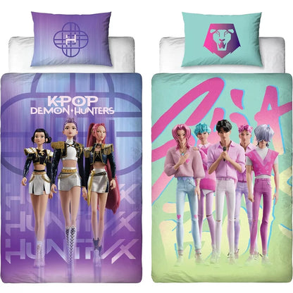 Capa de edredão com fronha Dupla Face K-pop Demon Hunters Battle (140x200 cm)