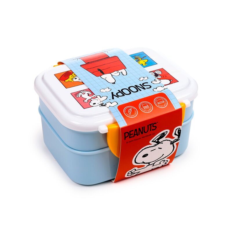 Sanduicheira Bento com fecho clip e talheres - Peanuts Snoopy & Woodstock