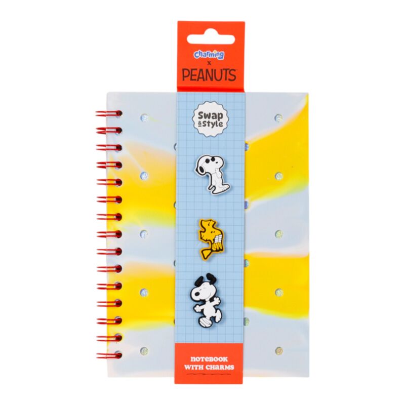Caderno A5 capa silicone com adornos Peanuts Snoopy & Woodstock