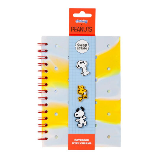 Caderno A5 capa silicone com adornos Peanuts Snoopy & Woodstock