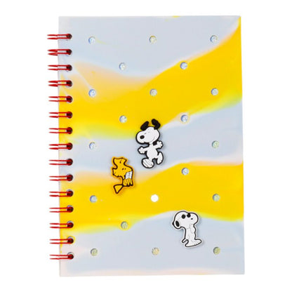 Caderno A5 capa silicone com adornos Peanuts Snoopy & Woodstock