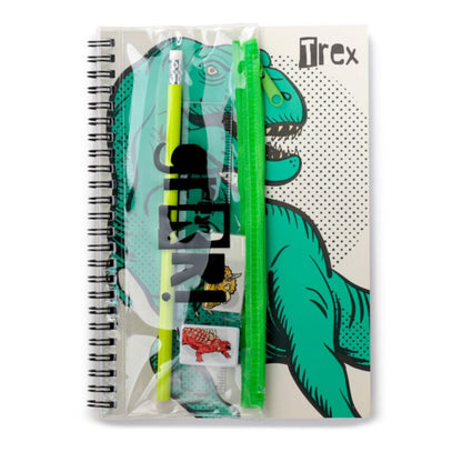 Conjunto escolar Dinosauria com caderno (6 Peças)