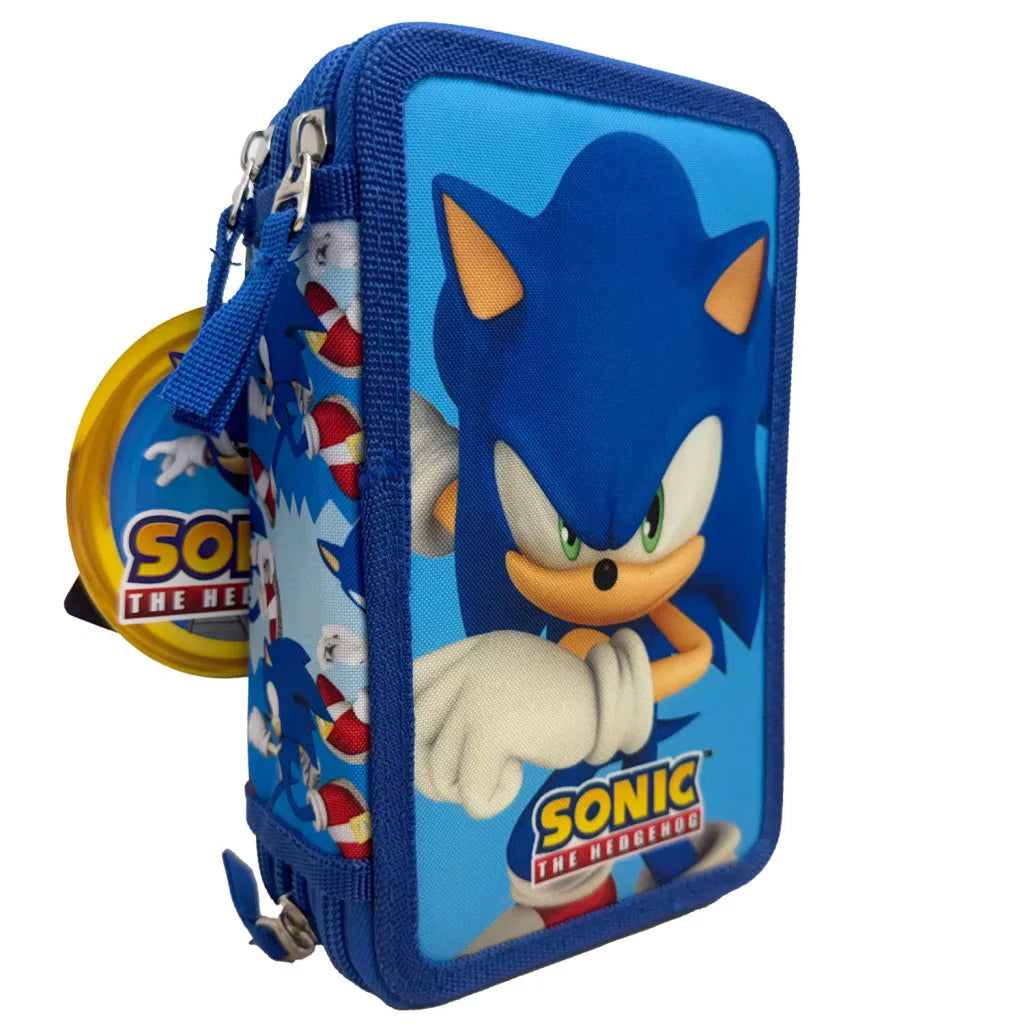 Conjunto Escolar Sonic the Hedgehog Modern com estojo triplo
