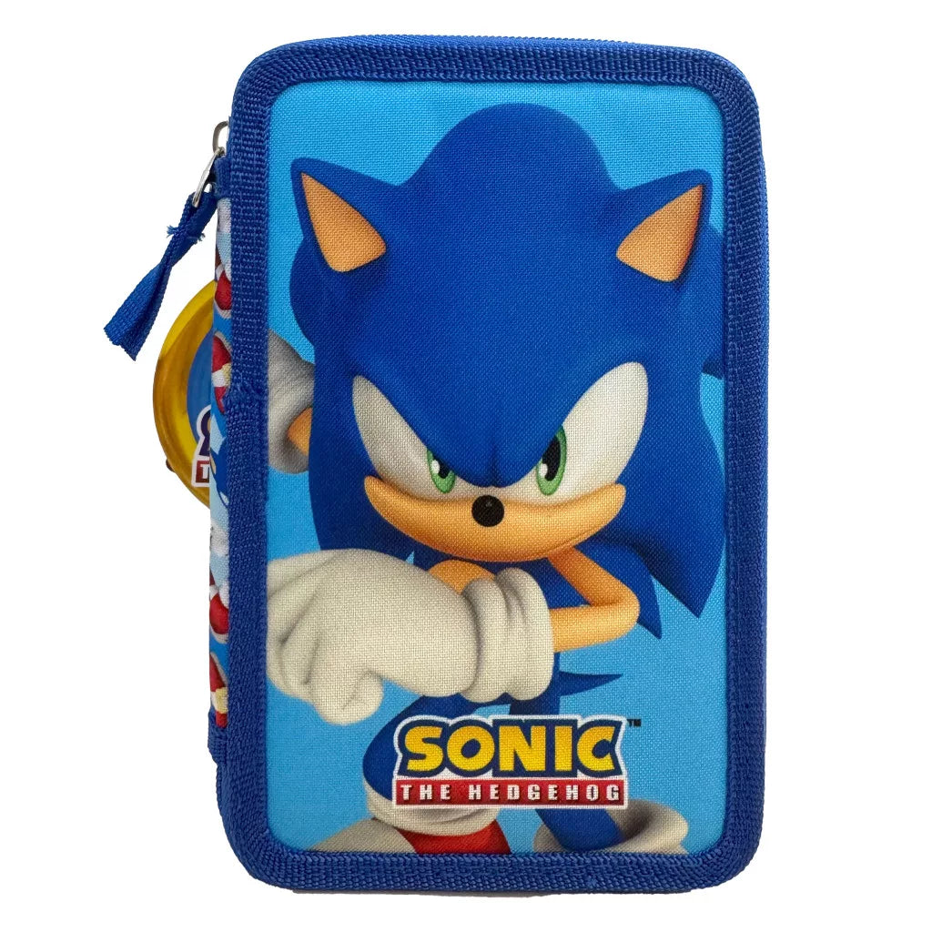 Conjunto Escolar Sonic the Hedgehog Modern com estojo triplo
