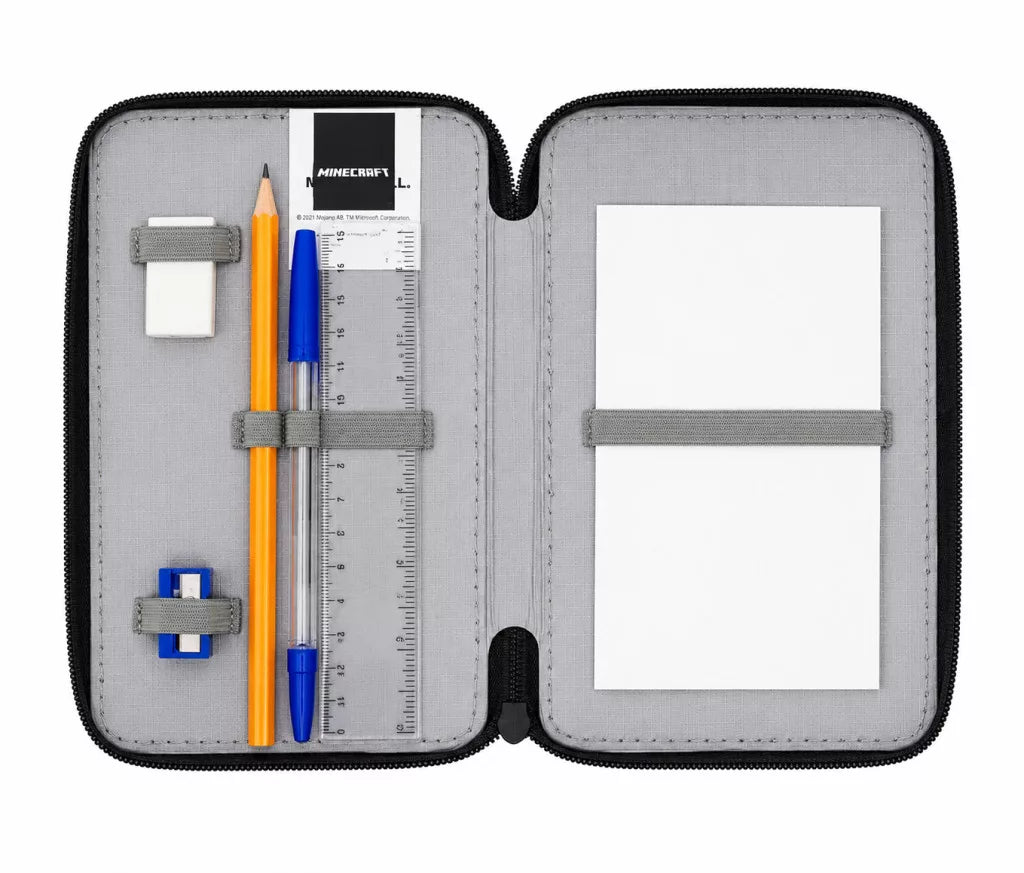 Conjunto Escolar Minecraft Face com estojo triplo