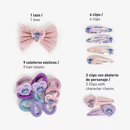 Bolsa com acessórios de cabelo Stitch