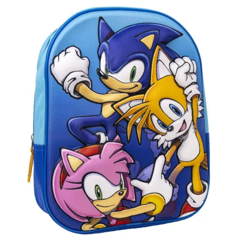 Mochila pré-escolar Sonic 3D - 31 cm - BONECADA