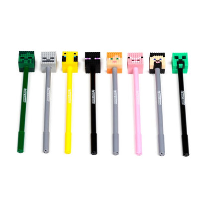 Caneta de Ponta Fina Minecraft - Conjunto de 8 peças com topos de silicone
