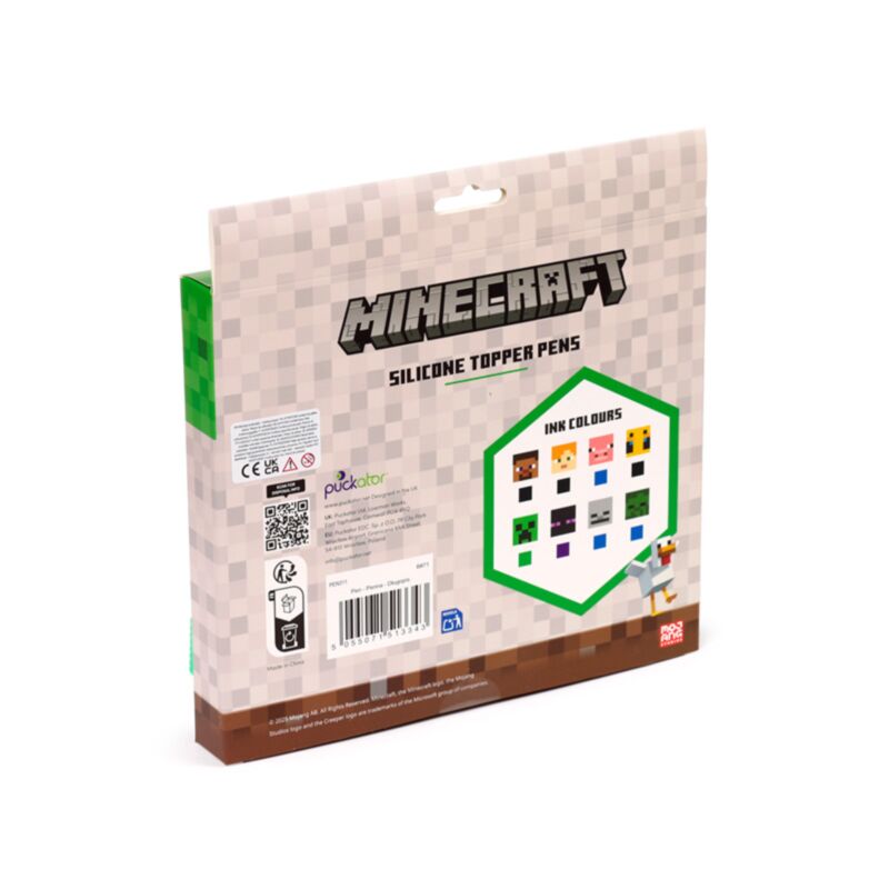 Caneta de Ponta Fina Minecraft - Conjunto de 8 peças com topos de silicone