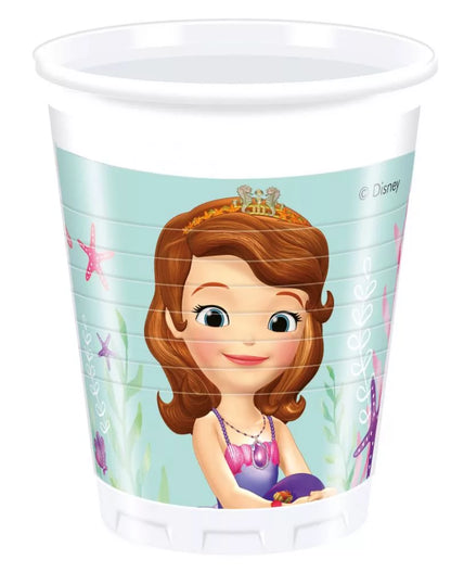 Copos de plástico Princesa Sofia (8 unidades)
