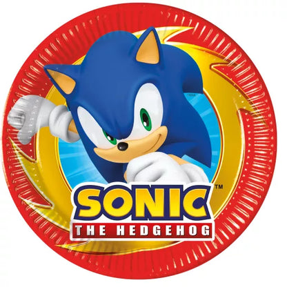 Pratos de papel festa Sonic (8 unidades)