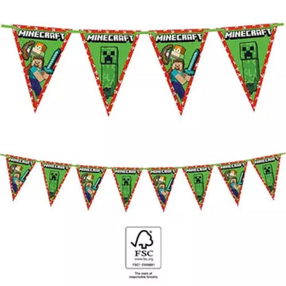 Faixa decorativa festa Minecraft Green
