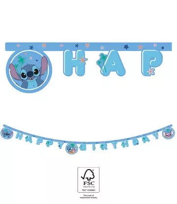 Faixa Happy Birthday Stitch Angel