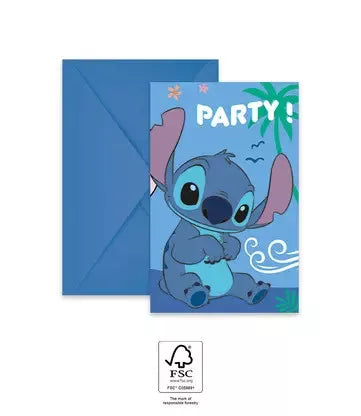 Convites de festa Stitch Angel (6 unidades)