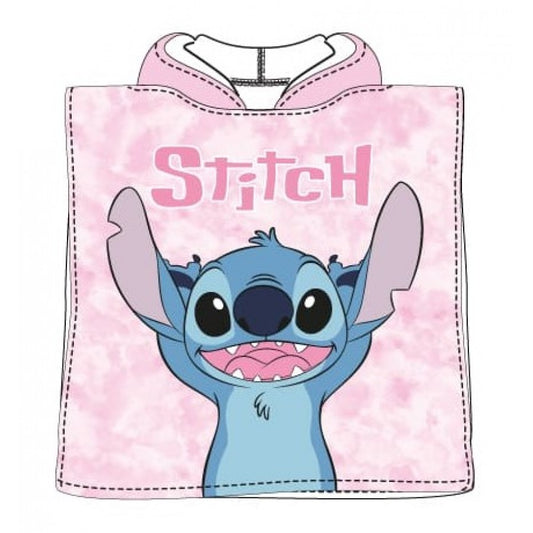 Poncho de praia Stitch rosa
