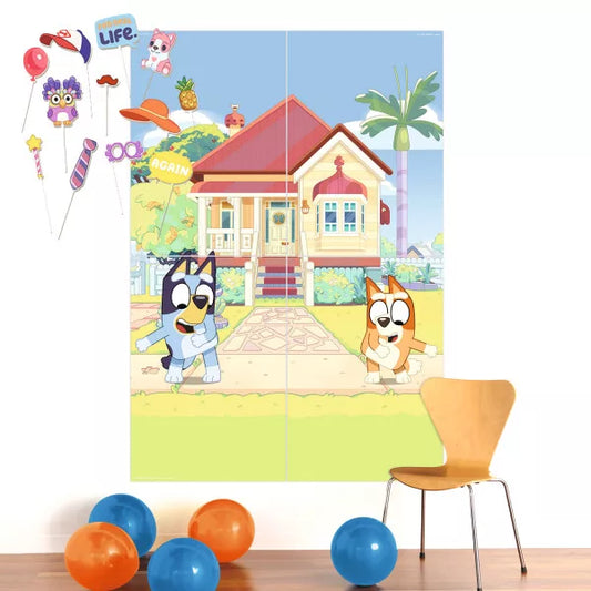 Poster de decoração de festa Bluey (4 painéis)
